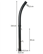 Solarias Douche Solaire 20L – Mitigeur, Rince-pieds, Pour Jardin & Camping — 03 dimensions diagram
