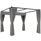 Solarias Pergola de Jardin avec Toit Rétractable et Rideaux, en Métal et Polyester, 300x300x227 cm, Gris clair