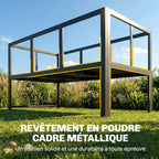 Solarias Salon de Jardin Mobilier de Terrasse 3 Pièces 4 Places Modulable avec Accoudoir Réglable Coussins Épais 16cm Gris