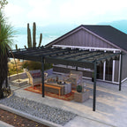 Solarias Pergola rétractable 3,5 x 6 m pergola pour terrasse structure en aluminium + toile polyester - gris foncé