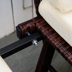 Solarias Canapé lit de jardin extensible 3 places grand confort 4 coussins écru inclus résine tressée imitation rotin chocol