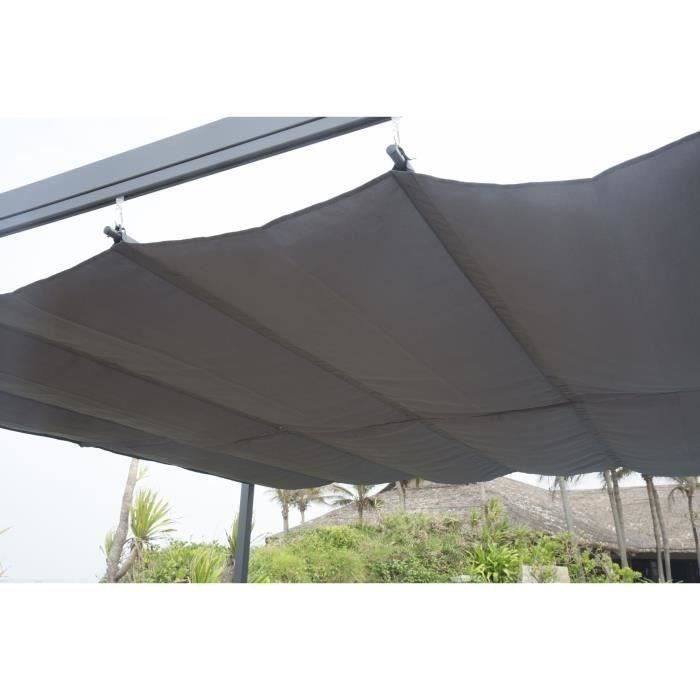 Solarias Pergola KIBA avec toit déroulant - Gris - 3 x 3 m