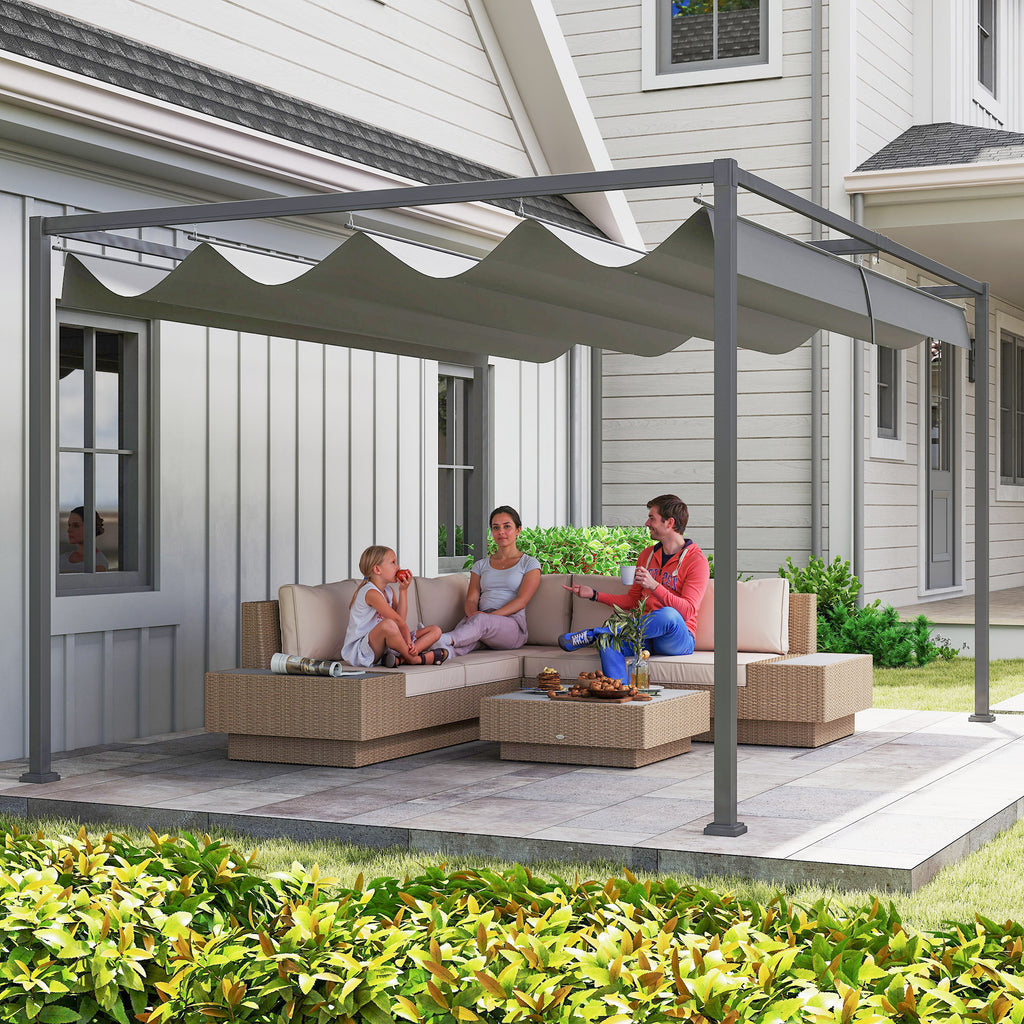 Solarias Pergola coulissante Pergola rétractable 4 x 3 m structure métal époxy anticorrosion toile polyester 180 g/m² gris f