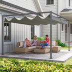 Solarias Pergola coulissante Pergola rétractable 4 x 3 m structure métal époxy anticorrosion toile polyester 180 g/m² gris f