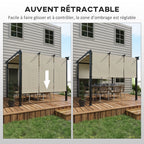 Solarias Pergola avec 3 toiles coulissantes 3 x 3 x 2,38 m structure acier noir toile polyester haute densité beige
