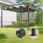 Solarias Pergola coulissante Pergola rétractable 4 x 3 m structure métal époxy anticorrosion toile polyester 180 g/m² gris f