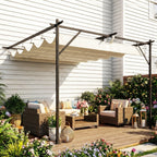 Solarias Gazebo Pergola adossée 3x3 m avec toit coulissant et orifices de drainage, Crème