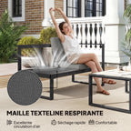 Solarias Salon de Jardin Extérieur d'Angle 5 Personnes avec 2 Canapés, Chaise Sans Accoudoirs, Table Basse, Gris Foncé