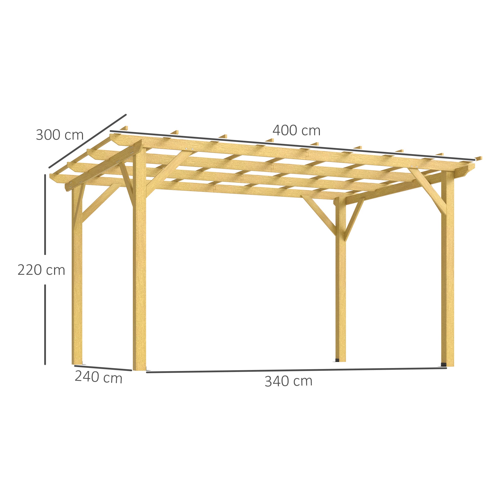 Solarias Pergola de jardin extérieur 3 x 4 m pergola en bois pour plantes grimpantes, bois naturel
