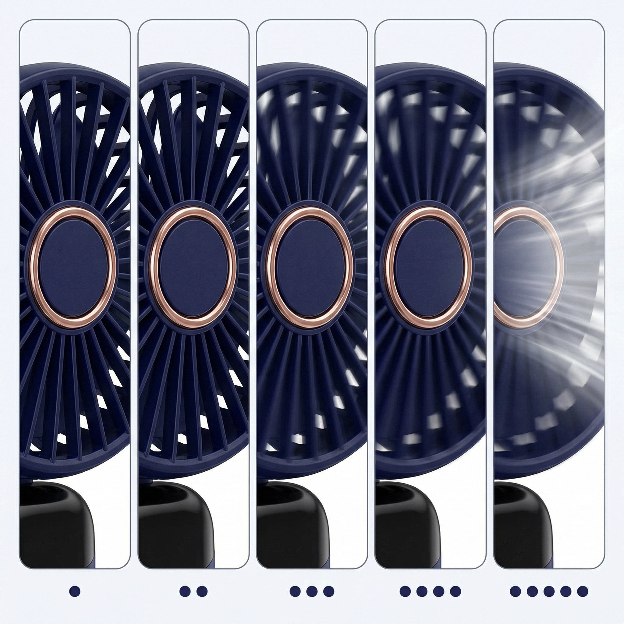 Portable USB Fan, Foldable 5-Speed with LED Display