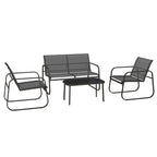 Solarias Salon de jardin 4 pièces avec 2 fauteuils 1 canapé 2 places d'extérieur et table basse plateau en verre trempé