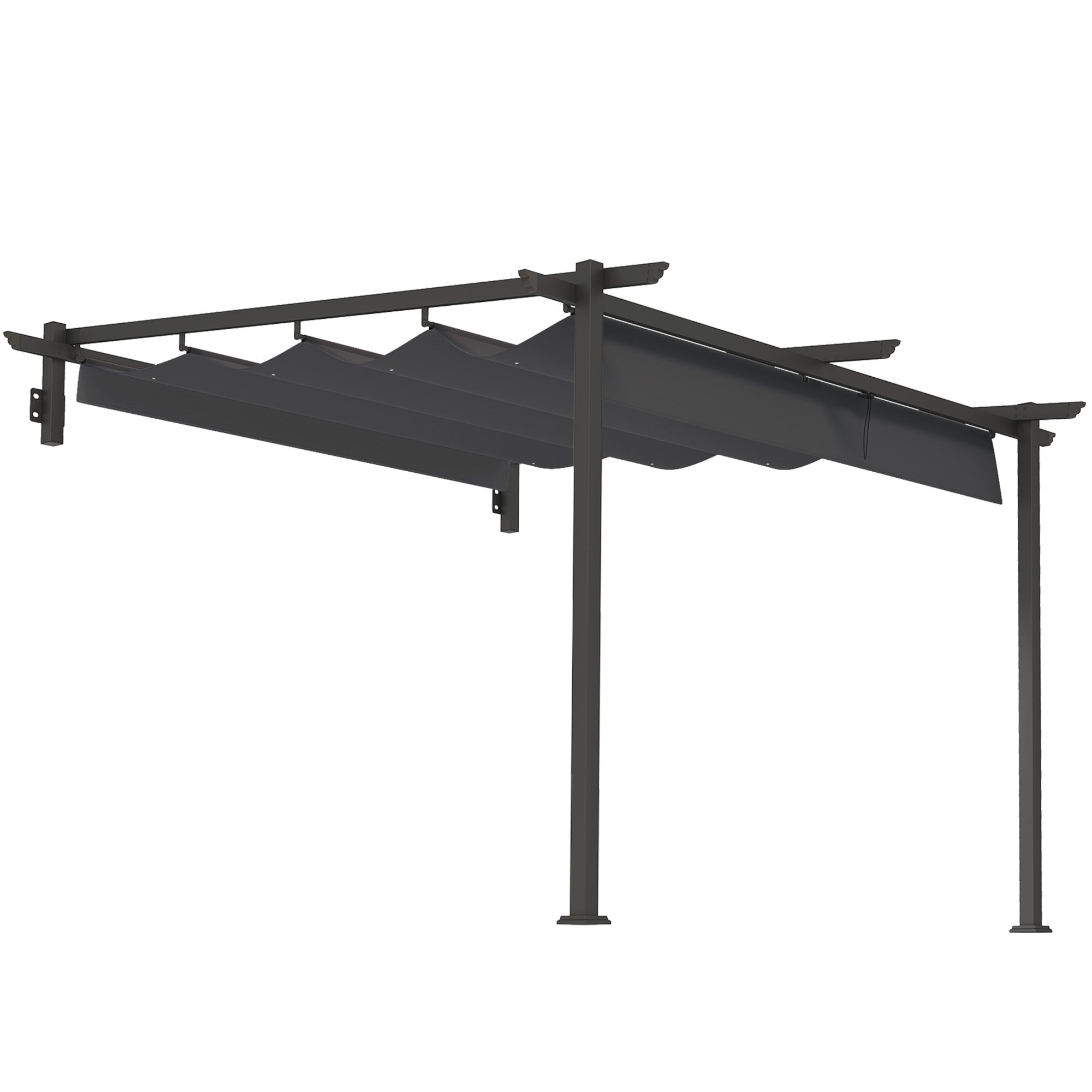 Solarias Pavillon, 3 x 3 m Pergola, Toit de terrasse coupe-vent, Montage mural, Toit ajustable, pour Jardin, Terrasse, Gris 
