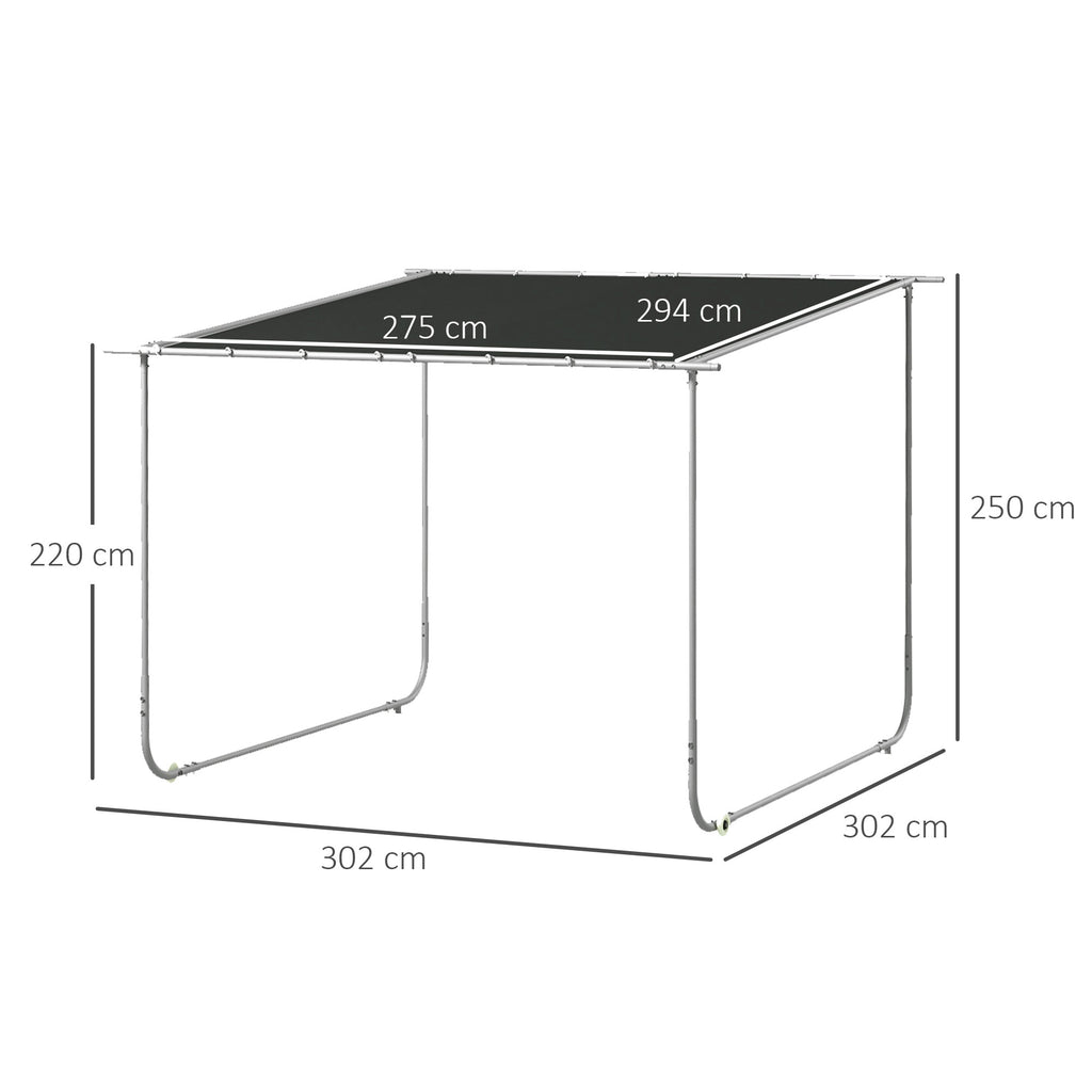 Solarias Pavillon mobile, avec roues, sacs de sable inclus, cadre en métal, 3x3m, Gris