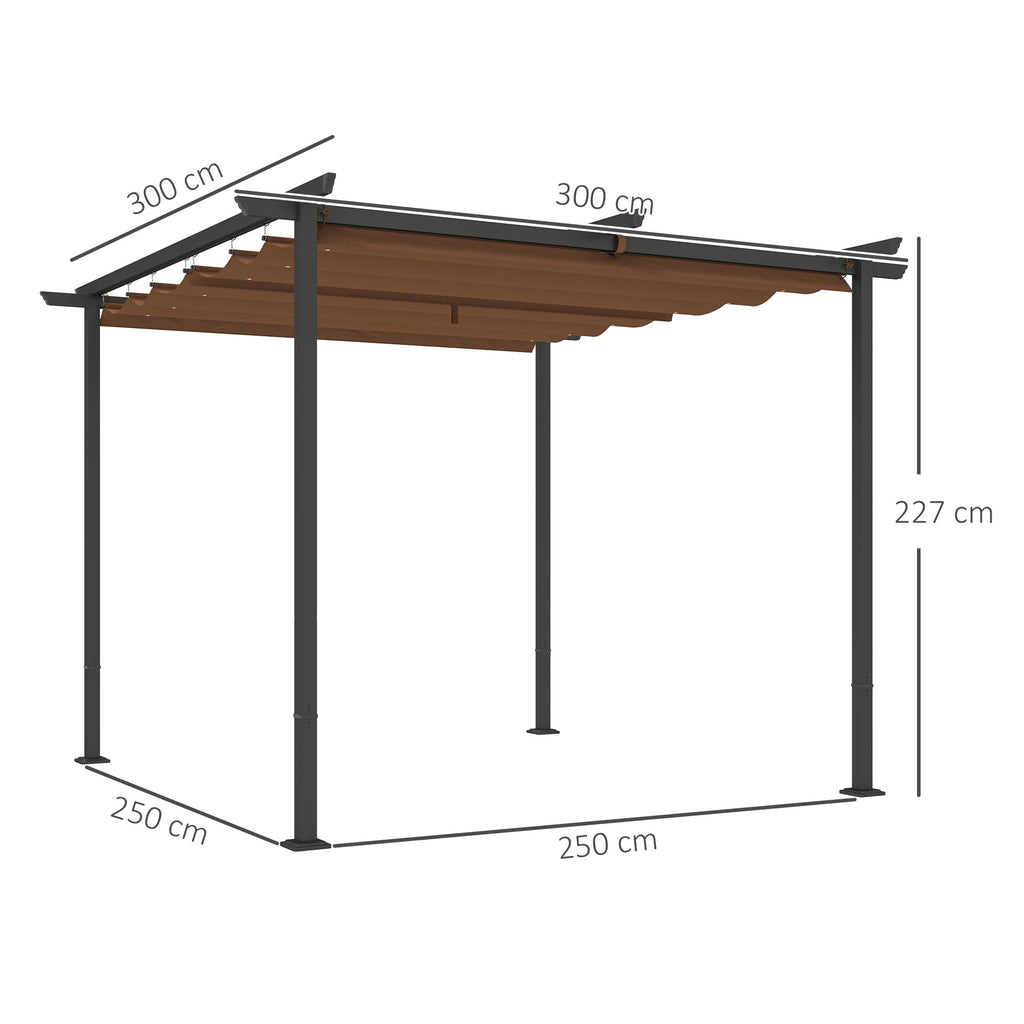 Solarias Pergola jardin exterieur 3x3 m toit coulissante rétractable polyester haute densité 180g/m², abri soleil UPF30+, ma