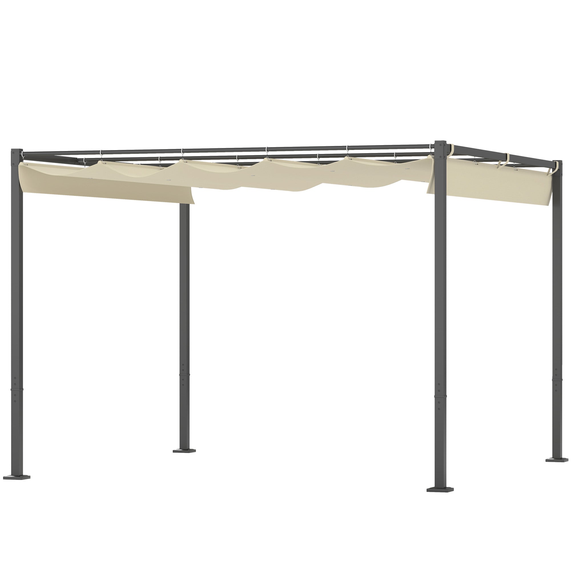 Solarias Pergola de jardin 3 x 3 m avec auvent rétractable, pavillon, toile pour l'ombre, UPF30+, Beige
