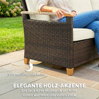Solarias Canapé en rotin avec coussins, canapé de jardin 3 places canapé lounge avec cadre en acier pour terrasse jardin 192