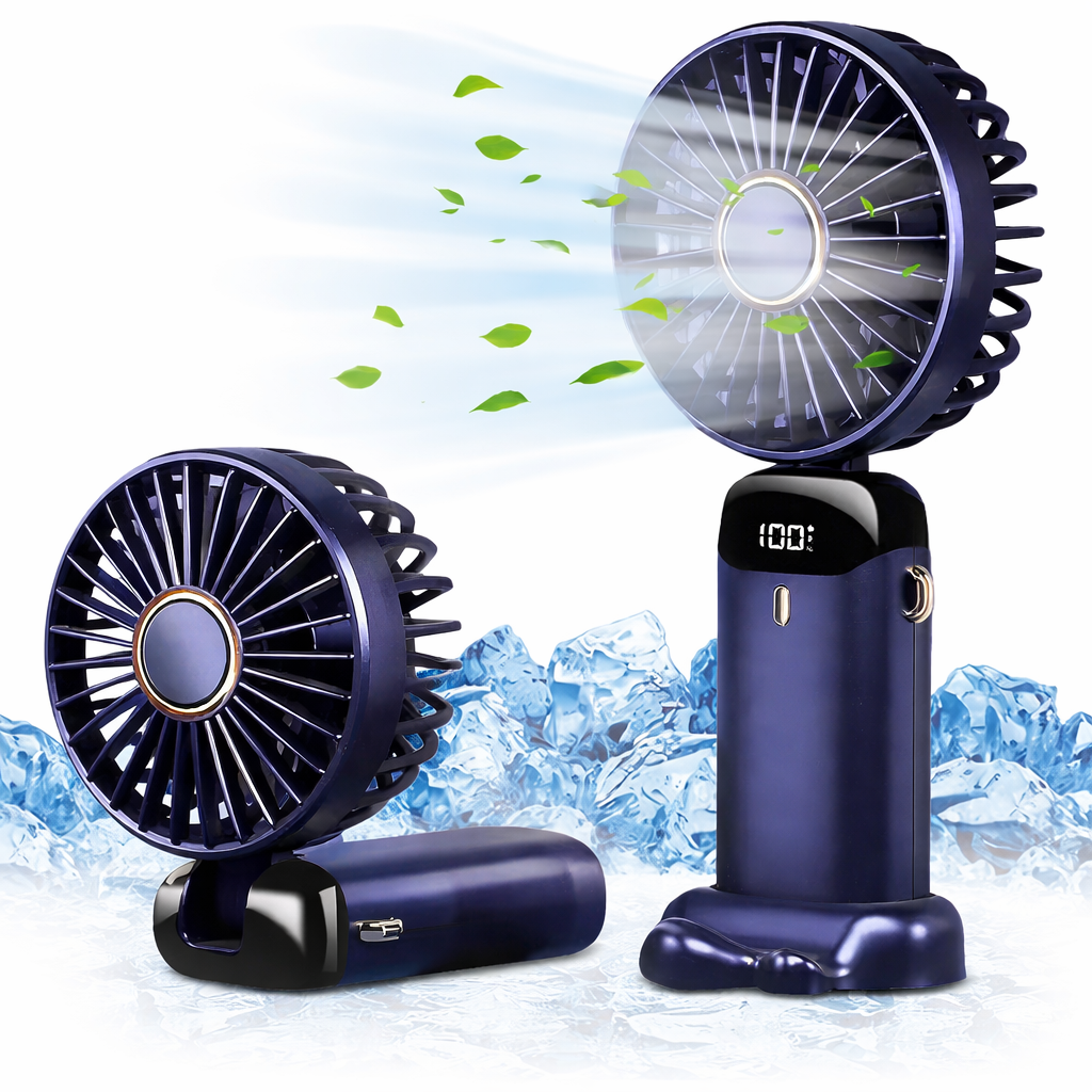 Portable USB Fan, Foldable 5-Speed with LED Display