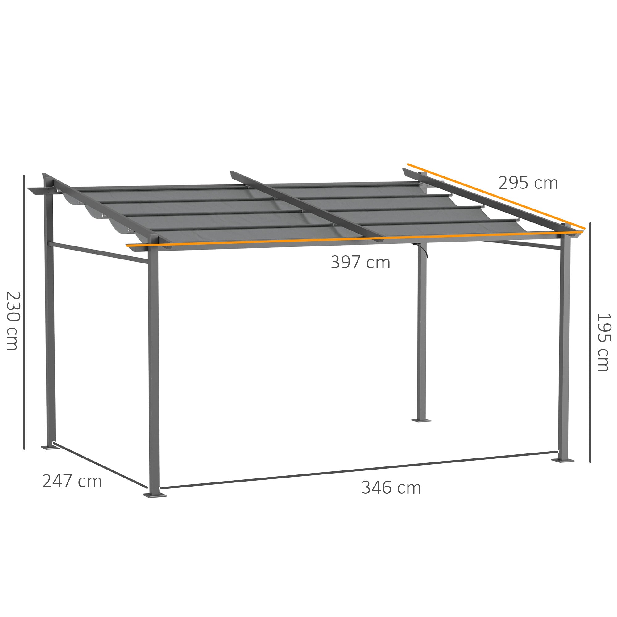 Solarias Pergola rétractable 4 x 3 m structure métal époxy anticorrosion toile Polyester180 g/m² Incluse Gris