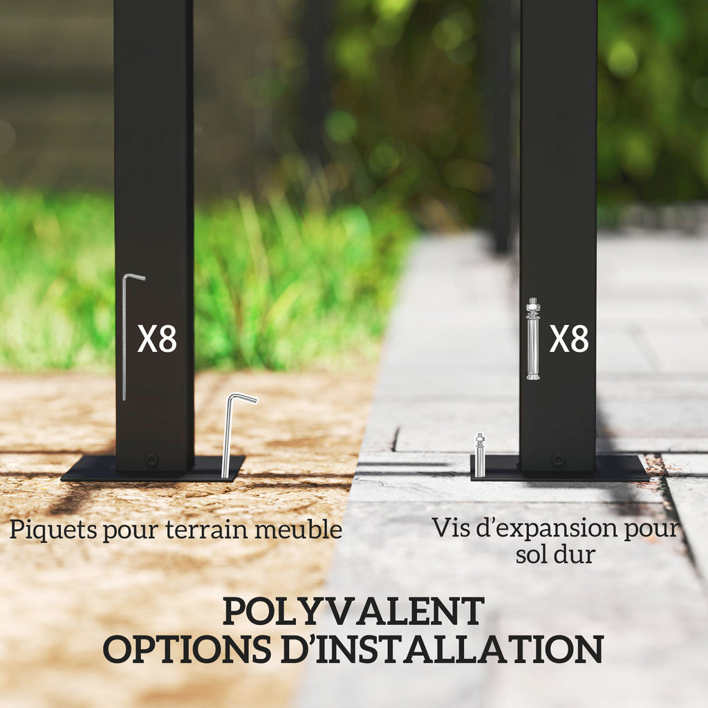 Solarias Pergola 3 x 3 m avec Auvent Rétractable et Rideaux, Abri de Soleil UPF30+ pour Jardin, Terrasse, Extérieur