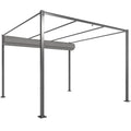 Solarias Pergola Rétractable Coulissante 3 x 3 m tonnelle de Jardin à fixation magnétique Tissu Polyester Haute densité gris