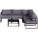 Solarias Ensemble salon de jardin d'angle design contemporain style yachting 5 places modulable avec coussins et table basse