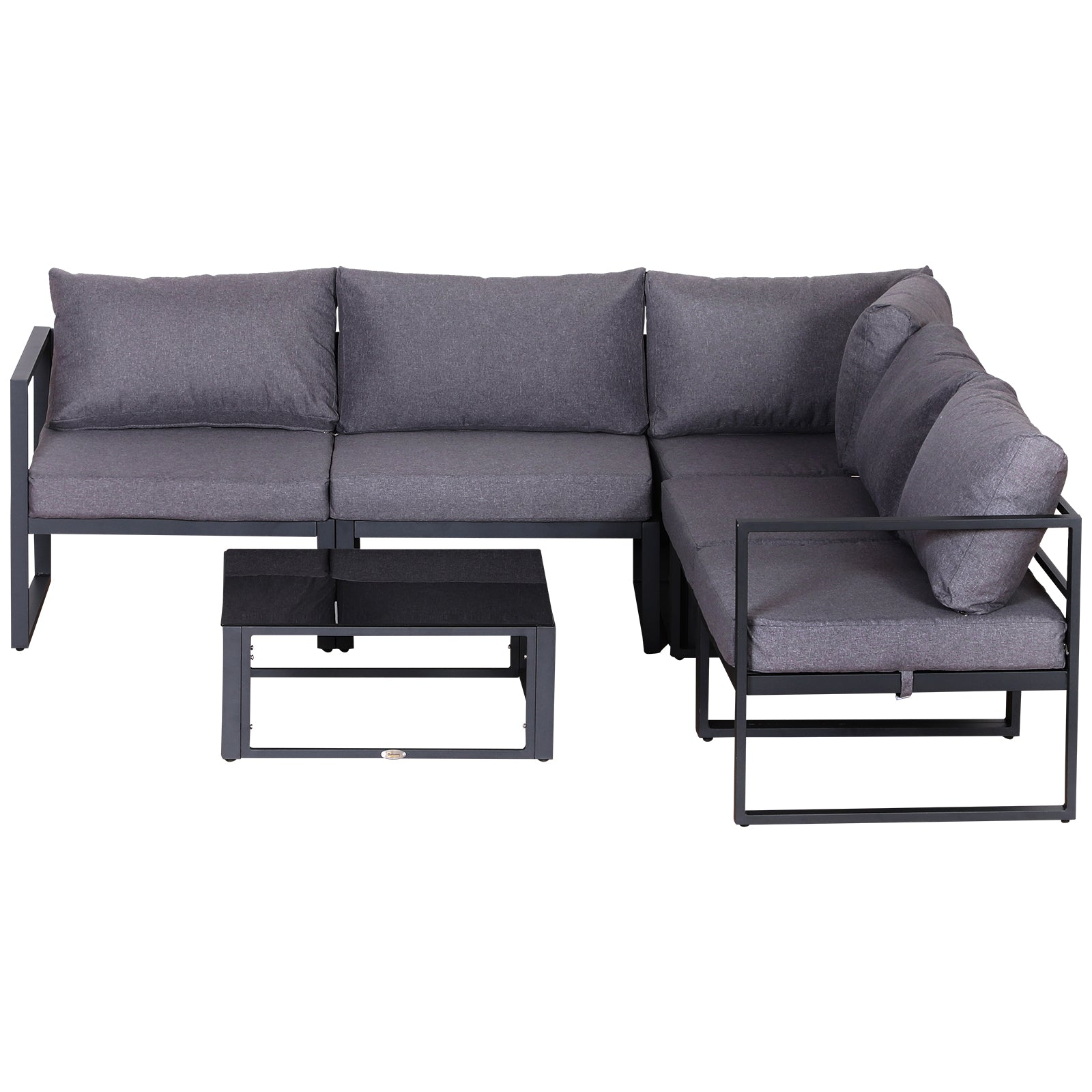 Solarias Ensemble salon de jardin d'angle design contemporain style yachting 5 places modulable avec coussins et table basse