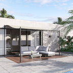 Solarias Pergola tonnelle de jardin auvent 3 x 3 m adossable métal gris polyester imperméabilisé anti-UV crème
