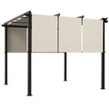 Solarias Pergola avec 3 toiles coulissantes 3 x 3 x 2,38 m structure acier noir toile polyester haute densité beige