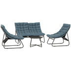 Solarias Ensemble de meubles de jardin 4 places, 2 chaises, 1 canapé double, 1 table avec une surface en verre, coussins épa