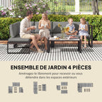Solarias Salon de Jardin Extérieur d'Angle 5 Personnes avec 2 Canapés, Chaise Sans Accoudoirs, Table Basse, Gris Foncé