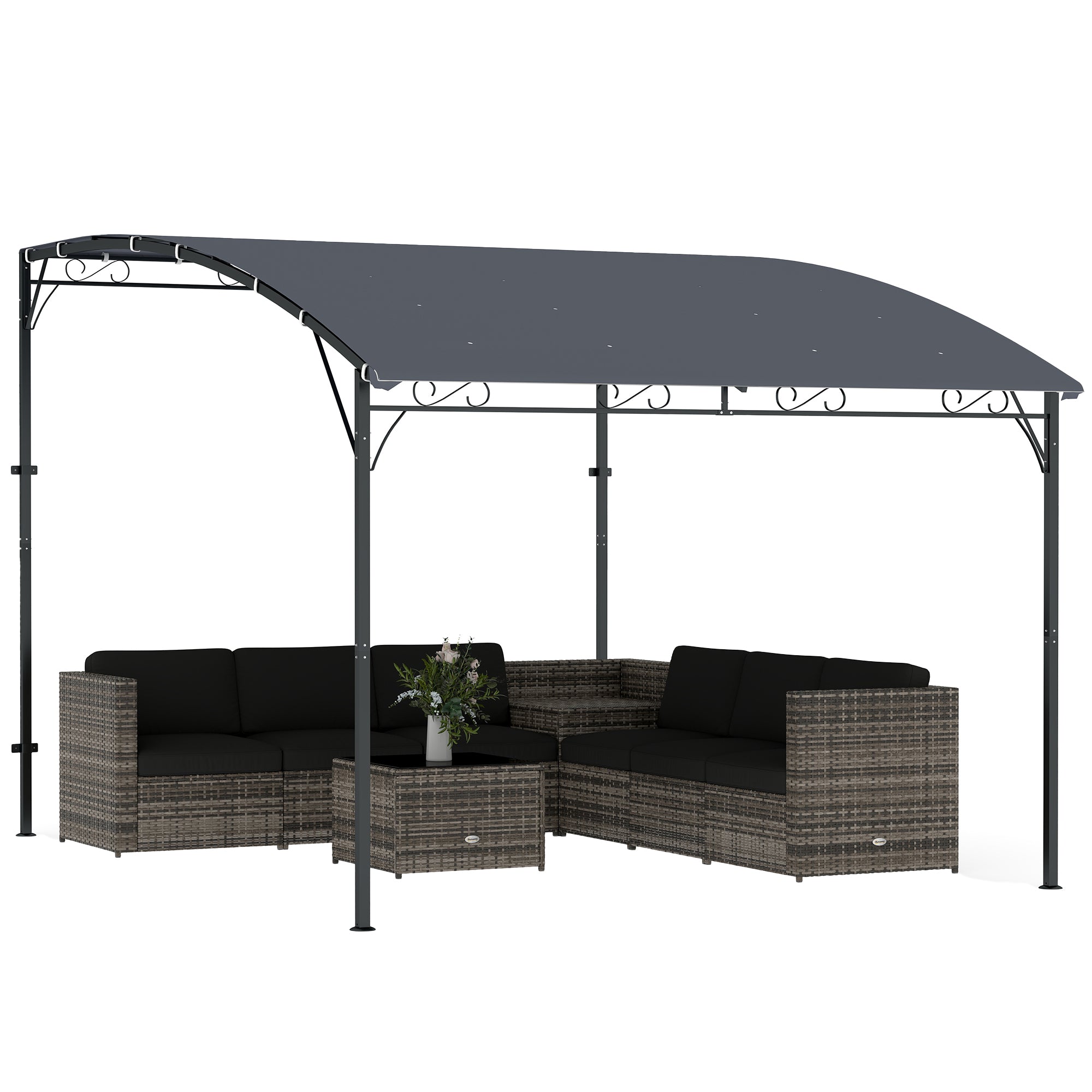 Solarias Gazebo Pergola de jardin avec trous de drainage 3,8x2,8m Gris