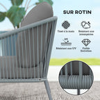 Solarias Canapé de jardin 2 places en résine tressée avec coussins canapé d'extérieur accoudoirs cadre en acier 112x72x76cm 