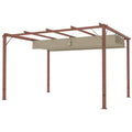 Solarias Pergola de jardin 3 x 4 m, Toit de terrasse réglable, Cadre en aluminium, Protection solaire UPF30+, Bois naturel