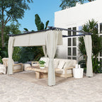 Solarias Pergola de jardin exterieur 3 x 4 m, toit rétractable et rideaux, anti-UV UPF30+, pour barbecue, patio, terrasse, c