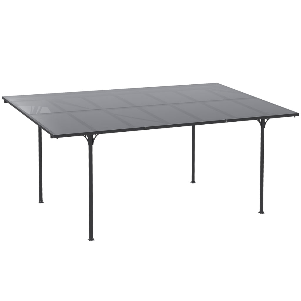 Solarias Pergola rigide alu. polycarbonate pavillon de jardin abri de voiture 500 x 299 x 195/223 cm gris