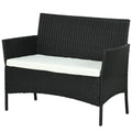 Solarias Canapé de Jardin à 2 Places avec Coussin et Accoudoirs en Rotin PE et Acier, 100x54x80cm, Noir