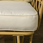 Solarias Ensemble salon de jardin canapé 2 places + 2 fauteuils + 1 table basse plateau verre trempé 7 coussins écru