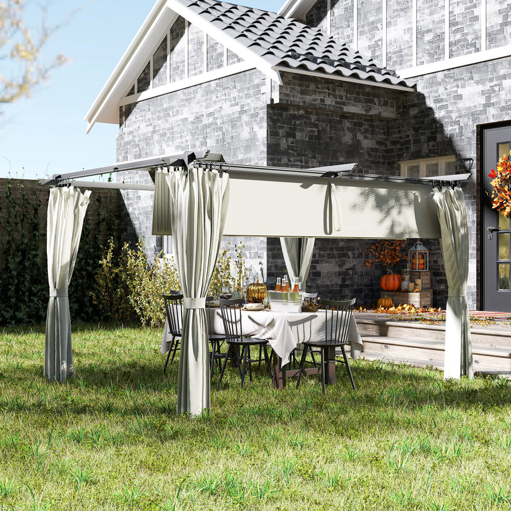 Solarias Pergola 3 x 3 m avec Auvent Rétractable et Rideaux, Abri de Soleil UPF30+ pour Jardin, Terrasse, Extérieur