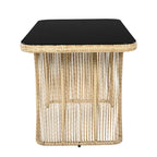 Solarias Ensemble de jardin 5‑pièces PE‑rotin, canapé 3‑places, 2 fauteuils et table en verre, Beige+Noir+Blanc