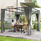 Solarias Pergola de Jardin avec Toit Rétractable et Rideaux, en Métal et Polyester, 300x300x227 cm, Gris clair
