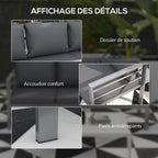 Solarias Canapé de jardin 3 places avec coussins d'assise et dossier - canapé extérieur en aluminium 185L x 66l x 64H cm