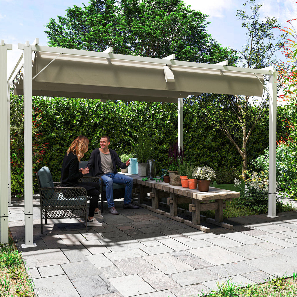 Solarias Pergola jardin extérieur en aluminium 3 x 4 m avec toit rétractable, abri soleil UPF30+, pour terrasse, patio, blan