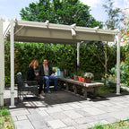 Solarias Pergola jardin extérieur en aluminium 3 x 4 m avec toit rétractable, abri soleil UPF30+, pour terrasse, patio, blan