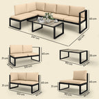 Solarias Ensemble de jardin 4 pièces, ensemble canapé avec 2 canapés 2 places, fauteuil sans accoudoirs, table basse, pour b