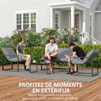 Solarias Salon de jardin 4 pièces 4 personnes avec canapé 2 places, 2 fauteuils et 1 table basse gris