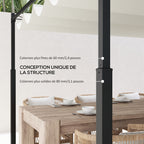 Solarias Pergola de jardin exterieur 3 x 3 m avec toit rétractable et fixation magnétique, abri soleil UPF30+, crème