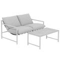 Solarias Salon de Jardin Extérieur 2 Pièces, Canapé avec Coussins, Table Basse en Verre Trempé Marbré 3D, 125x80x64cm, Gris 