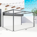 Solarias Pergola coulissante Pergola rétractable 4 x 3 m structure métal époxy anticorrosion toile polyester 180 g/m² gris f