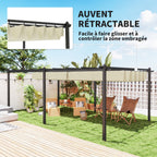 Solarias Pergola rétractable 3,5 x 6 m pergola pour terrasse structure en aluminium + toile polyester - beige