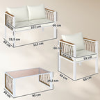 Solarias Ensemble de jardin 4 pièces en polyrattan, salon avec canapé 2 places, 2 fauteuils, table en verre, coussins amovib